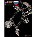 Шармы на цепочке: крыло, клевер, медальон с луной и звездами