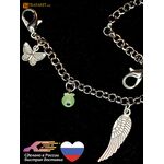 Маленькие шармы на цепи для ботинка - бабочка и крыло с бусинкой